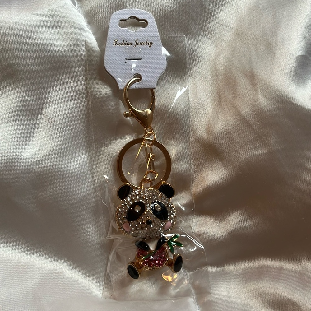 Bedazzled panda key chain 🐼